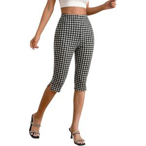 image:imageMakeMeChic Womens Capri Pants High Waist Leggings Soft Stretch Business Casual Yoga Dress PantsBlack B