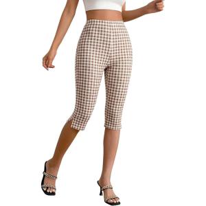 image:imageMakeMeChic Womens Capri Pants High Waist Leggings Soft Stretch Business Casual Yoga Dress PantsKhaki