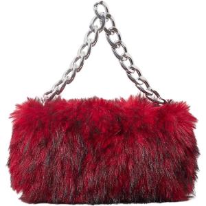 image:imageMakeMeChic Womens Fur Purse Small Square Bags Fuzzy Chain Strap Zipper Y2K Shoulder HandbagsRed