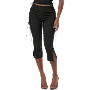 image:imageMakeMeChic Womens Going Out Capri Pants Sexy Y2K Lace Up Capri Pants High Waisted Skinny Stretchy PantsBlack