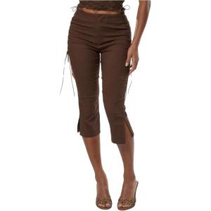 image:imageMakeMeChic Womens Going Out Capri Pants Sexy Y2K Lace Up Capri Pants High Waisted Skinny Stretchy PantsBrown