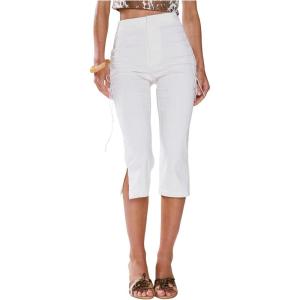image:imageMakeMeChic Womens Going Out Capri Pants Sexy Y2K Lace Up Capri Pants High Waisted Skinny Stretchy PantsWhite