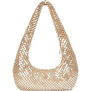image:imageMakeMeChic Womens Metallic Glitter Sequin Underarm Bag Party Evening Hobo HandbagsGold