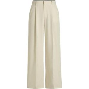 image:imageMakeMeChic Womens Plaid Dressy Pants Casual Wide Leg Pants Tweed High Waisted TrousersApricot