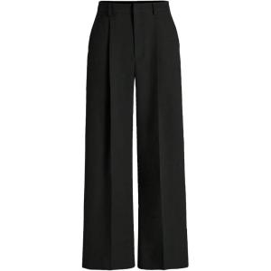 image:imageMakeMeChic Womens Plaid Dressy Pants Casual Wide Leg Pants Tweed High Waisted TrousersBlack