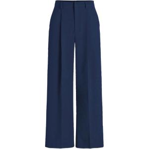 image:imageMakeMeChic Womens Plaid Dressy Pants Casual Wide Leg Pants Tweed High Waisted TrousersBlue