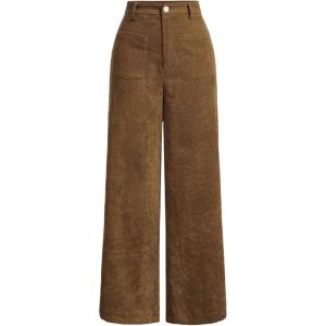 image:imageMakeMeChic Womens Plaid Dressy Pants Casual Wide Leg Pants Tweed High Waisted TrousersBrown