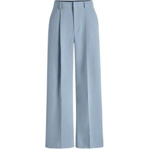 image:imageMakeMeChic Womens Plaid Dressy Pants Casual Wide Leg Pants Tweed High Waisted TrousersLight Blue