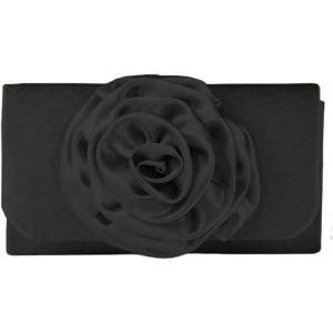 image:imageMakeMeChic Womens Satin Evening Bag 3D Flower Flap Wedding Clutch Bag Vintage HandbagsBlack