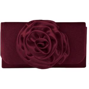 image:imageMakeMeChic Womens Satin Evening Bag 3D Flower Flap Wedding Clutch Bag Vintage HandbagsBurgundy