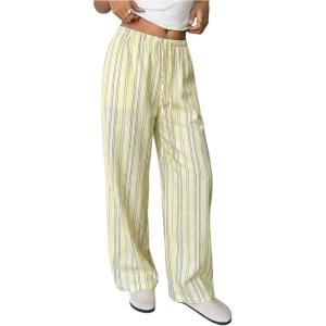 image:imageMakeMeChic Womens Satin Pants Drawstring Waist Straight Leg Chocolate Brown Silk Lounge PantsMulticolor