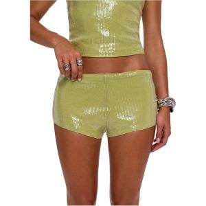 image:imageMakeMeChic Womens Sequin Sparkly Mini Shorts Low Waist Rave Party Hot PantsMint Green