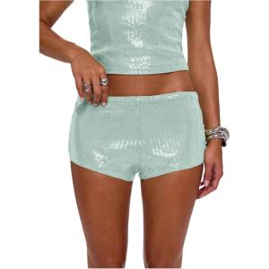 image:imageMakeMeChic Womens Sequin Sparkly Mini Shorts Low Waist Rave Party Hot PantsMint Green a