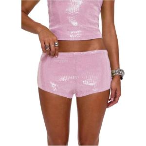 image:imageMakeMeChic Womens Sequin Sparkly Mini Shorts Low Waist Rave Party Hot PantsPink