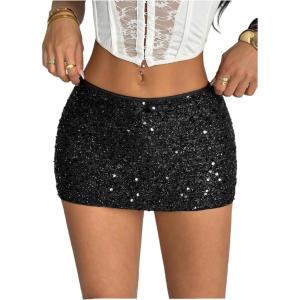 image:imageMakeMeChic Womens Sequin Sparkly Shorts Mini Micro Glitter Y2k Party Low Rise SkortBlack