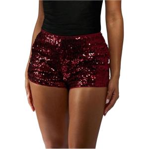 image:imageMakeMeChic Womens Sequin Sparkly Shorts Mini Micro Glitter Y2k Party Low Rise SkortBurgundy