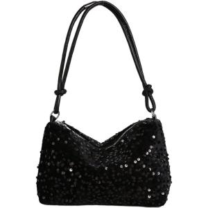 image:imageMakeMeChic Womens Sparkly Sequin Crossbody Purse Evening Clutch Handbag Bag Knot Zipper Y2k Purse BagBlack