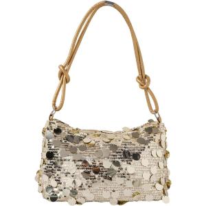 image:imageMakeMeChic Womens Sparkly Sequin Crossbody Purse Evening Clutch Handbag Bag Knot Zipper Y2k Purse BagGold
