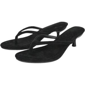 image:imageMakeMeChic Womens Suede Kitten Heels Sandals Open Toe Slip On Flip Flop Heeled SandalsBlack a