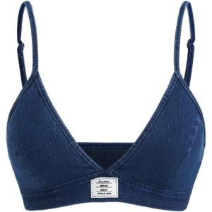 image:imageMakeMeChic Womens Summer Denim Tops Spaghetti Strap Sleeveless Y2K Jean Cami Crop TopsBlue