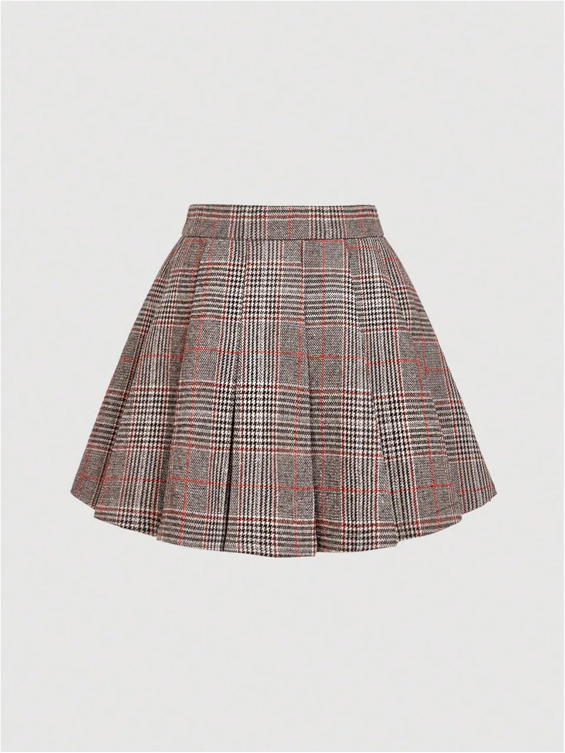 image:imageMakeMeChic Womens Corduroy High Waist Skirt Metal Button Pleated A Line Flare Skater Short SkirtsMulticolor