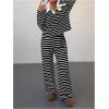 image:imageMakeMeChic Striped Lounge Set 2 Piece Sweater Sets for Women Going Out Travel OutfitBlack