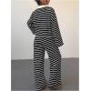 image:imageMakeMeChic Striped Lounge Set 2 Piece Sweater Sets for Women Going Out Travel OutfitBlack