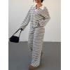 image:imageMakeMeChic Striped Lounge Set 2 Piece Sweater Sets for Women Going Out Travel OutfitBlack and White
