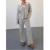 image:imageMakeMeChic Striped Lounge Set 2 Piece Sweater Sets for Women Going Out Travel OutfitBlack and White