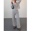 image:imageMakeMeChic Striped Lounge Set 2 Piece Sweater Sets for Women Going Out Travel OutfitBlue and White