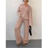 image:imageMakeMeChic Striped Lounge Set 2 Piece Sweater Sets for Women Going Out Travel OutfitPink
