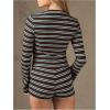 image:imageMakeMeChic Womens 2 Piece Spring Outfits Long Sleeve Crew Neck Button Down Shirt and Shorts Matching SetBrown