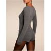 image:imageMakeMeChic Womens 2 Piece Spring Outfits Long Sleeve Crew Neck Button Down Shirt and Shorts Matching SetGrey