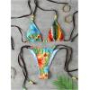 image:imageMakeMeChic Womens 2 Piece Summer Bikini Sets Graphic Beaded Triangle Halter Tie Back Beach SwimsuitMulticolor
