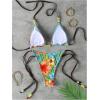 image:imageMakeMeChic Womens 2 Piece Summer Bikini Sets Graphic Beaded Triangle Halter Tie Back Beach SwimsuitMulticolor