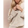 image:imageMakeMeChic Womens 2 Piece Sweater Skirt Set Striped Cardigan and Mini Skirt Fall Knit Lounge SetsMulticolor