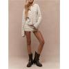 image:imageMakeMeChic Womens 2 Piece Sweater Skirt Set Striped Cardigan and Mini Skirt Fall Knit Lounge SetsMulticolor