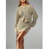 image:imageMakeMeChic Womens 2 Piece Sweater Skirt Set Striped Cardigan and Mini Skirt Fall Knit Lounge SetsOlive Green