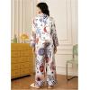 image:imageMakeMeChic Womens 2 Piece Valentines Pajamas Sets Cheetah Print Collared Shirt and Pants PJ Satin Silk SetMulticolor