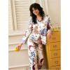 image:imageMakeMeChic Womens 2 Piece Valentines Pajamas Sets Cheetah Print Collared Shirt and Pants PJ Satin Silk SetMulticolor