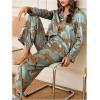 image:imageMakeMeChic Womens 2 Piece Valentines Pajamas Sets Cheetah Print Collared Shirt and Pants PJ Satin Silk SetMulticolor B