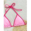 image:imageMakeMeChic Womens 3 Piece Bikini Set Halter Tie Back Triangle Swimsuit with Beach Cover Up SkirtPink