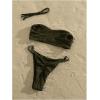image:imageMakeMeChic Womens Bandeau Bikini Sets Strapless Thong High Cut 2 Piece Bathing SuitGreen
