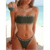 image:imageMakeMeChic Womens Bandeau Bikini Sets Strapless Thong High Cut 2 Piece Bathing SuitGreen