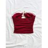 image:imageMakeMeChic Womens Bandeau Strapless Tube Top Backless Ruched Summer Sexy Cute Going Out TopsBurgundy Solid