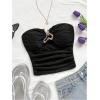 image:imageMakeMeChic Womens Bandeau Strapless Tube Top Backless Ruched Summer Sexy Cute Going Out TopsSolid Black