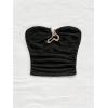 image:imageMakeMeChic Womens Bandeau Strapless Tube Top Backless Ruched Summer Sexy Cute Going Out TopsSolid Black