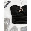 image:imageMakeMeChic Womens Bandeau Strapless Tube Top Backless Ruched Summer Sexy Cute Going Out TopsSolid Black