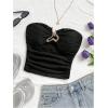 image:imageMakeMeChic Womens Bandeau Strapless Tube Top Backless Ruched Summer Sexy Cute Going Out TopsSolid Black