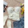 image:imageMakeMeChic Womens Bandeau Strapless Tube Top Backless Ruched Summer Sexy Cute Going Out TopsStar White